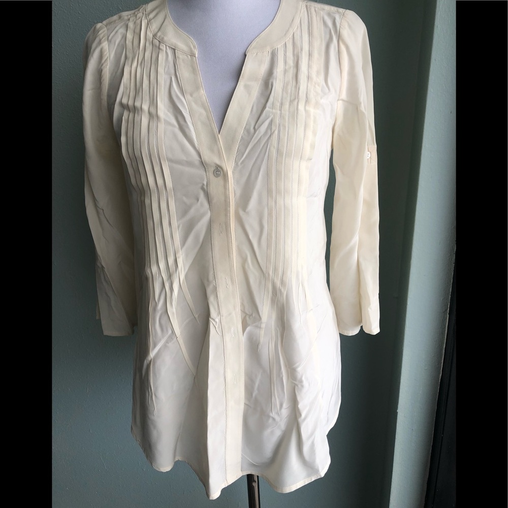 BCBG MaxAzria cream silk blouse